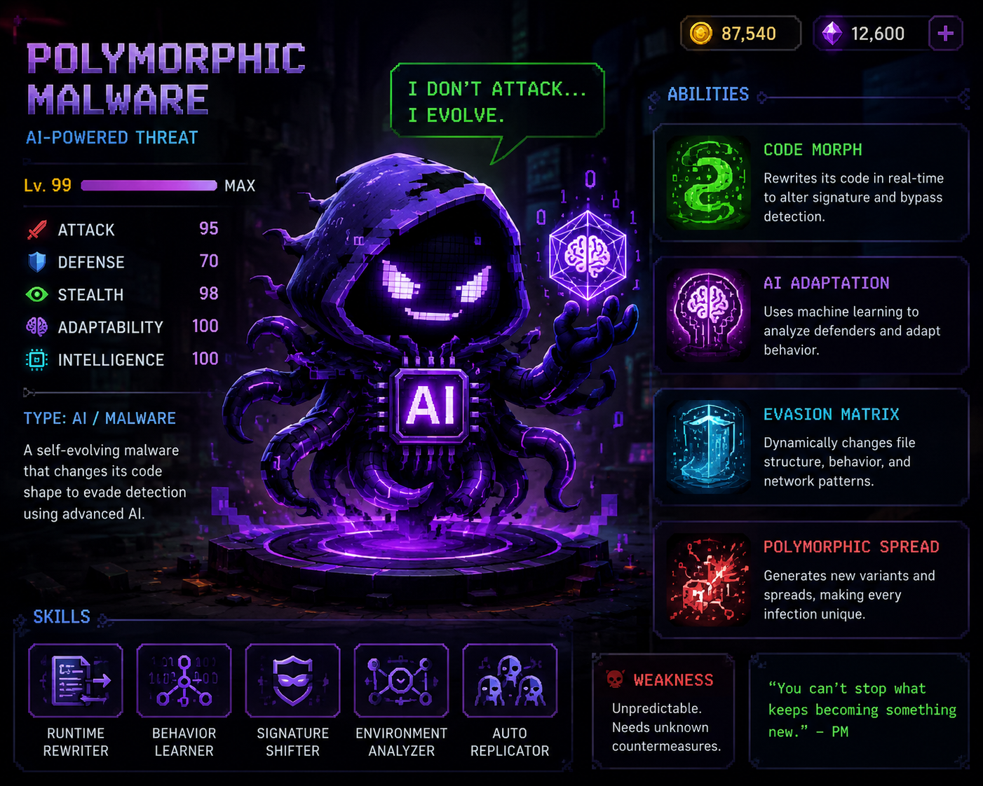 When Malware Learns: Artificial Intelligence and Adaptive Threats